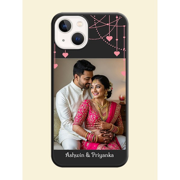 Pink Love Hangings with Text on Space Black Custom Soft Matte Back Cover - Apple iPhone 14 Pink Love Hangings with Text on Space Black Custom Soft Matte Back Cover - Apple iPhone 14