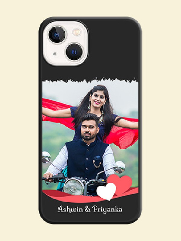 Pin Color Love Shaped Ribbon Design with Text on Space Black Custom Soft Matte Phone Back Cover - Apple iPhone 14