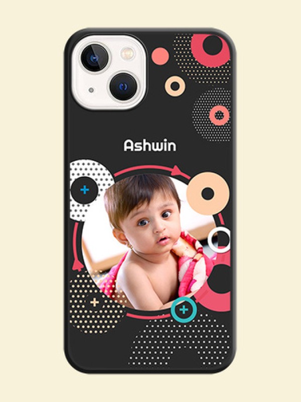Multicoloured Round Image on Personalised Space Black Soft Matte Cases - Apple iPhone 14