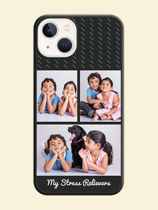 Cross Dotted Pattern with 2 Image Holder  on Personalised Space Black Soft Matte Cases - Apple iPhone 14