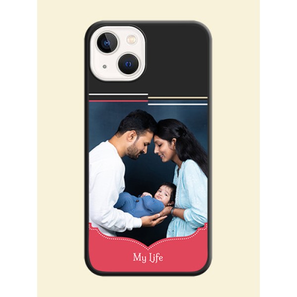Classic Plain Design with Name on Photo on Space Black Soft Matte Phone Cover - Apple iPhone 14