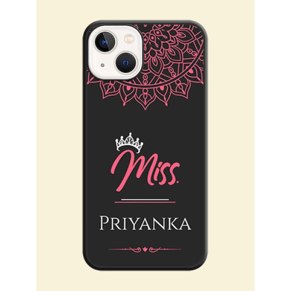 Mrs Name with Floral Design on Space Black Personalized Soft Matte Phone Covers - Apple iPhone 14 Mrs Name with Floral Design on Space Black Personalized Soft Matte Phone Covers - Apple iPhone 14