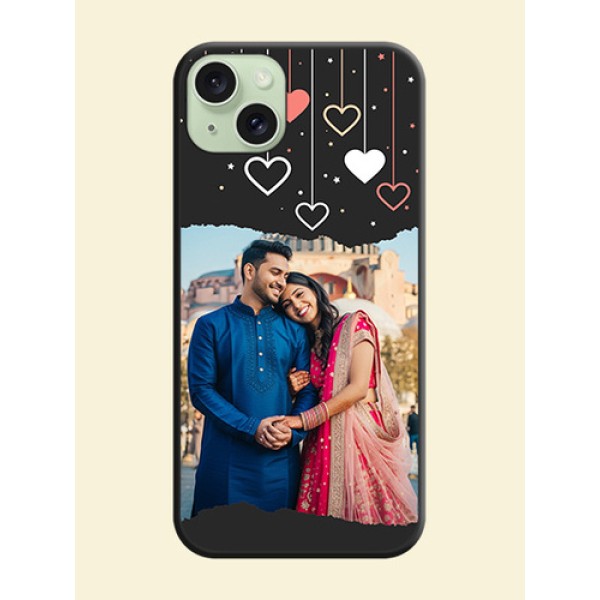 Love Hangings with Splash Wave Picture on Space Black Custom Soft Matte Phone Back Cover - iPhone 15 Plus Love Hangings with Splash Wave Picture on Space Black Custom Soft Matte Phone Back Cover - iPhone 15 Plus