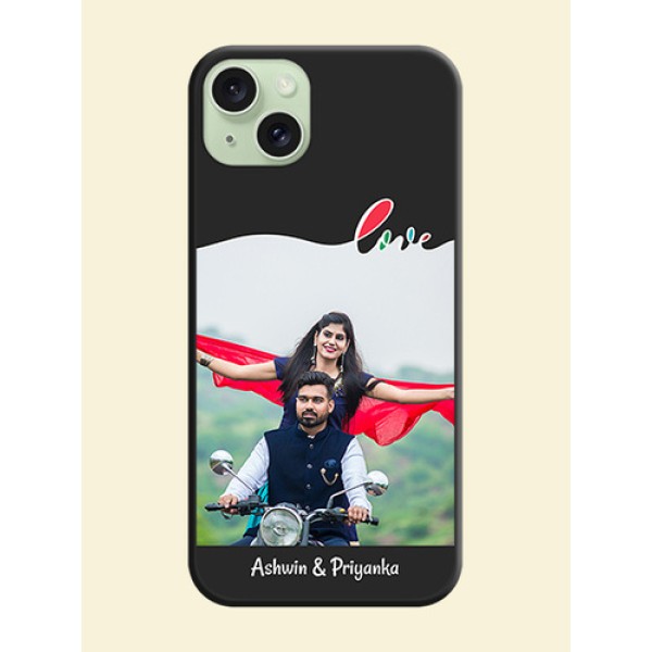 Fall in Love Pattern with Picture - Photo on Space Black Soft Matte Mobile Case - iPhone 15 Plus Fall in Love Pattern with Picture - Photo on Space Black Soft Matte Mobile Case - iPhone 15 Plus