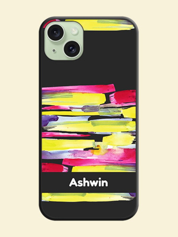 Brush Coloured on Space Black Personalized Soft Matte Phone Covers - iPhone 15 Plus