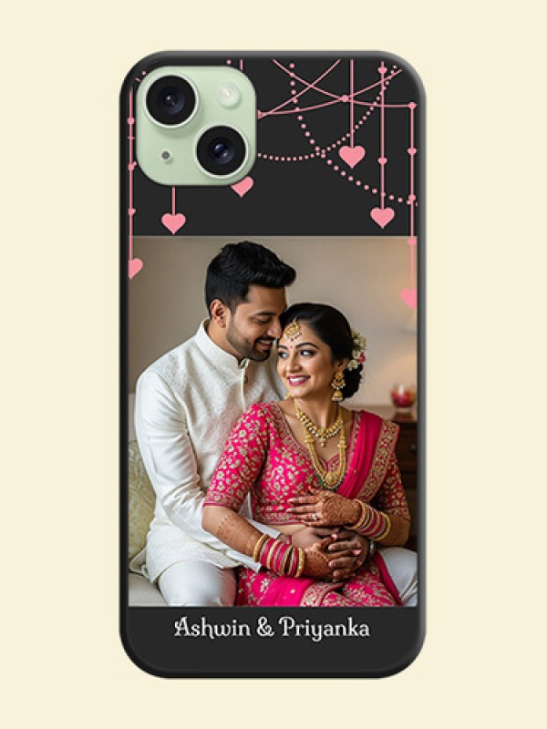 Pink Love Hangings with Text on Space Black Custom Soft Matte Back Cover - iPhone 15 Plus