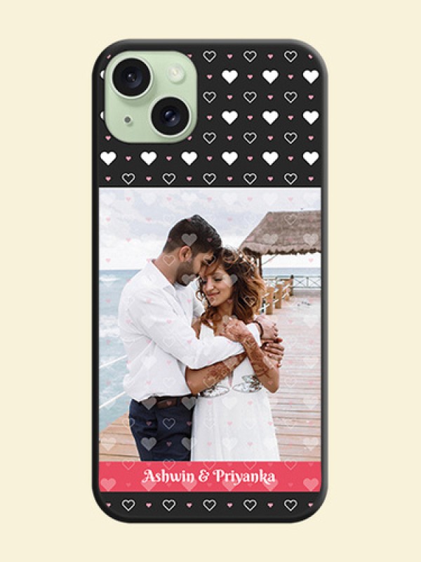 White Color Love Symbols with Text Design - Photo on Space Black Soft Matte Phone Cover - iPhone 15 Plus