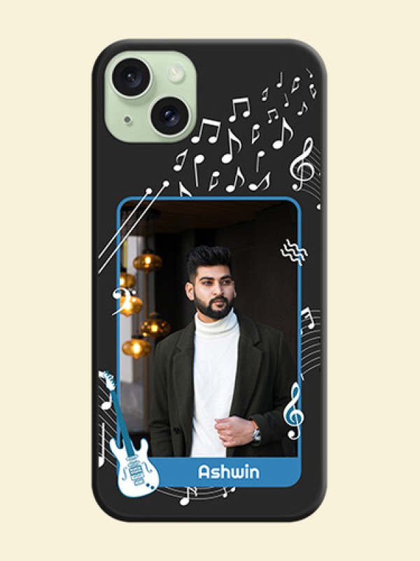 Musical Theme Design with Text - Photo on Space Black Soft Matte Mobile Case - iPhone 15 Plus