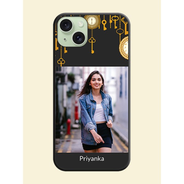 Decorative Design with Text on Space Black Custom Soft Matte Back Cover - iPhone 15 Plus Decorative Design with Text on Space Black Custom Soft Matte Back Cover - iPhone 15 Plus