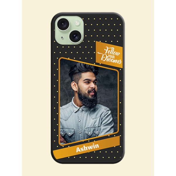 Follow Your Dreams with White Dots on Space Black Custom Soft Matte Phone Cases - iPhone 15 Plus Follow Your Dreams with White Dots on Space Black Custom Soft Matte Phone Cases - iPhone 15 Plus