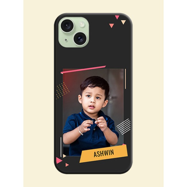 Photo Frame with Triangle Small Dots - Photo on Space Black Soft Matte Back Cover - iPhone 15 Plus Photo Frame with Triangle Small Dots - Photo on Space Black Soft Matte Back Cover - iPhone 15 Plus