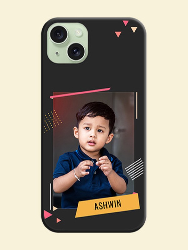 Photo Frame with Triangle Small Dots - Photo on Space Black Soft Matte Back Cover - iPhone 15 Plus