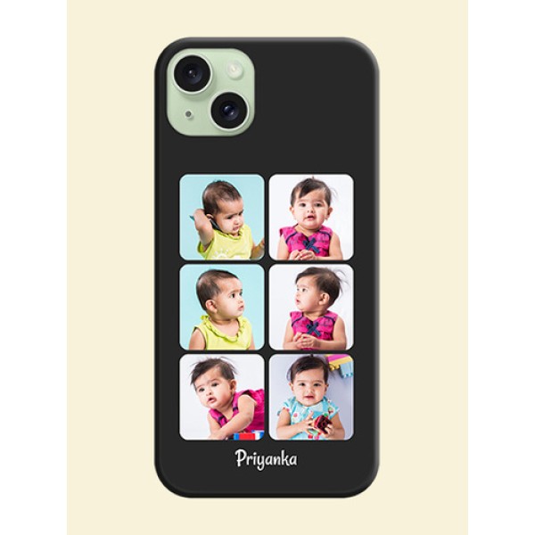 Floral Art with 6 Image Holder - Photo on Space Black Soft Matte Mobile Case - iPhone 15 Plus Floral Art with 6 Image Holder - Photo on Space Black Soft Matte Mobile Case - iPhone 15 Plus