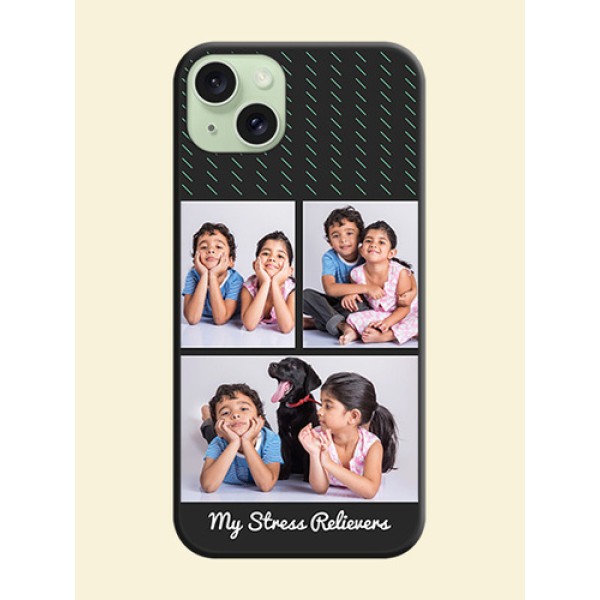 Cross Dotted Pattern with 2 Image Holder on Personalised Space Black Soft Matte Cases - iPhone 15 Plus Cross Dotted Pattern with 2 Image Holder on Personalised Space Black Soft Matte Cases - iPhone 15 Plus