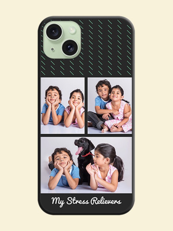 Cross Dotted Pattern with 2 Image Holder on Personalised Space Black Soft Matte Cases - iPhone 15 Plus