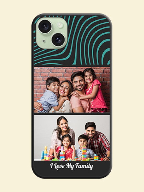 Wave Pattern with 2 Image Holder on Space Black Personalized Soft Matte Phone Covers - iPhone 15 Plus