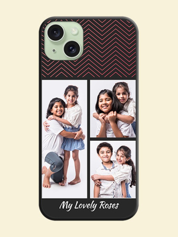 Wave Pattern with 3 Image Holder on Space Black Custom Soft Matte Back Cover - iPhone 15 Plus