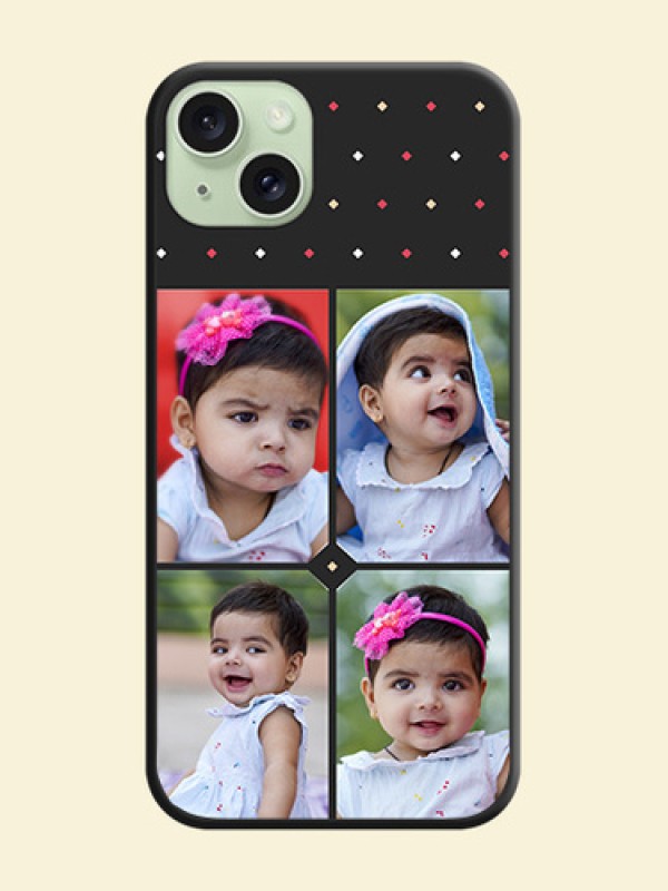 Multicolor Dotted Pattern with 4 Image Holder on Space Black Custom Soft Matte Phone Cases - iPhone 15 Plus