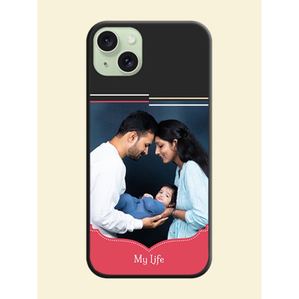 Classic Plain Design with Name - Photo on Space Black Soft Matte Phone Cover - iPhone 15 Plus