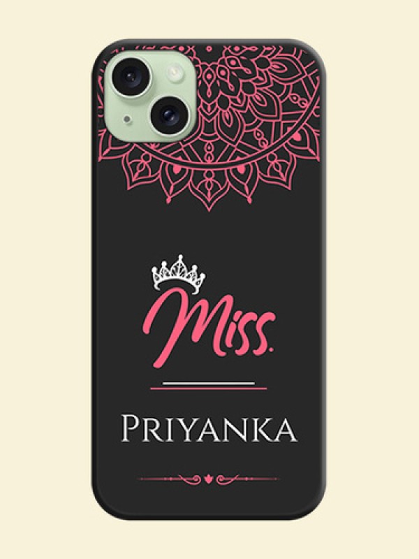 Mrs Name with Floral Design on Space Black Personalized Soft Matte Phone Covers - iPhone 15 Plus