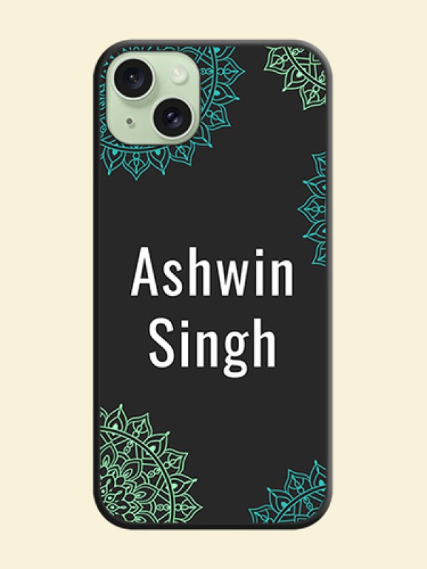 Your Name with Floral Design on Space Black Custom Soft Matte Back Cover - iPhone 15 Plus