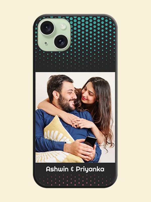 Faded Dots with Grunge Photo Frame and Text on Space Black Custom Soft Matte Phone Cases - iPhone 15 Plus