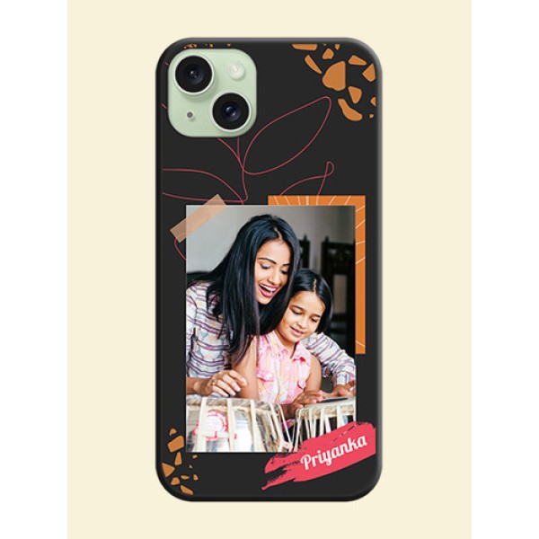 Orange Photo Frame on Space Black Custom Soft Matte Phone Back Cover - iPhone 15 Plus Orange Photo Frame on Space Black Custom Soft Matte Phone Back Cover - iPhone 15 Plus