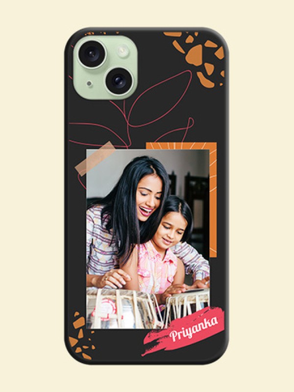 Orange Photo Frame on Space Black Custom Soft Matte Phone Back Cover - iPhone 15 Plus
