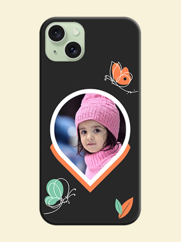 Upload Pic With Simple Butterly Design On Space Black Personalized Soft Matte Phone Covers - iPhone 15 Plus