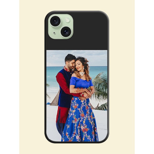 Image Upload With Space Black Color On Custom Soft Matte Mobile Back Cover - iPhone 15 Plus Image Upload With Space Black Color On Custom Soft Matte Mobile Back Cover - iPhone 15 Plus