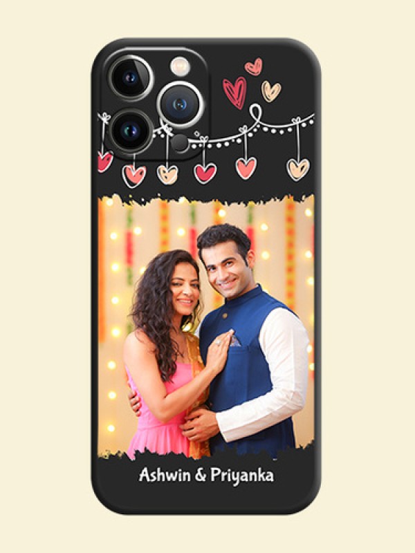 Pink Love Hangings with Name on Space Black Custom Soft Matte Phone Cases - iPhone 15 Pro Max