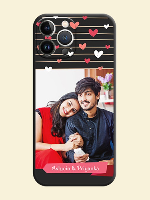 Love Pattern with Name on Pink Ribbon - Photo on Space Black Soft Matte Back Cover - iPhone 15 Pro Max