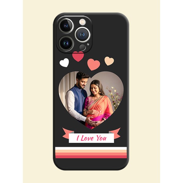 Love Shaped Photo with Colorful Stripes on Personalised Space Black Soft Matte Cases - iPhone 15 Pro Max Love Shaped Photo with Colorful Stripes on Personalised Space Black Soft Matte Cases - iPhone 15 Pro Max