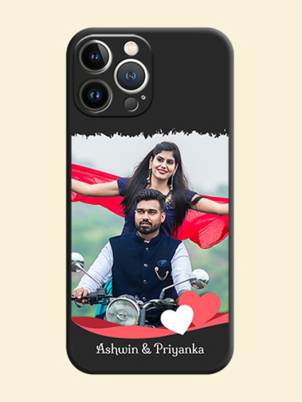 Pink Color Love Shaped Ribbon Design with Text on Space Black Custom Soft Matte Phone Back Cover - iPhone 15 Pro Max