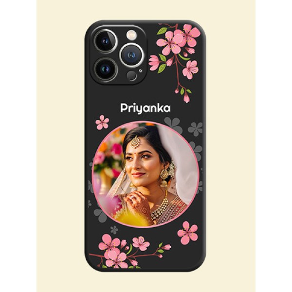 Round Image with Pink Color Floral Design - Photo on Space Black Soft Matte Back Cover - iPhone 15 Pro Max Round Image with Pink Color Floral Design - Photo on Space Black Soft Matte Back Cover - iPhone 15 Pro Max