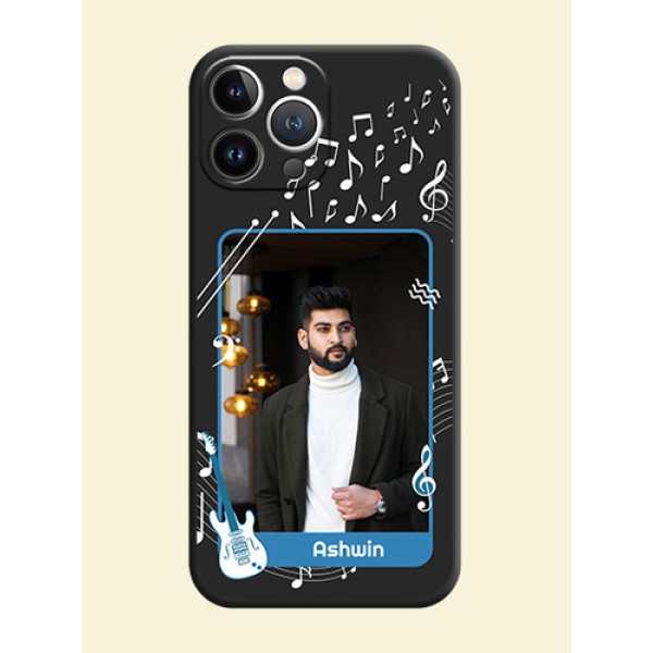 Musical Theme Design with Text - Photo on Space Black Soft Matte Mobile Case - iPhone 15 Pro Max Musical Theme Design with Text - Photo on Space Black Soft Matte Mobile Case - iPhone 15 Pro Max