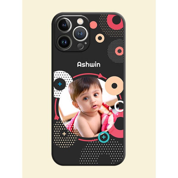 Multicoloured Round Image on Personalised Space Black Soft Matte Cases - iPhone 15 Pro Max Multicoloured Round Image on Personalised Space Black Soft Matte Cases - iPhone 15 Pro Max