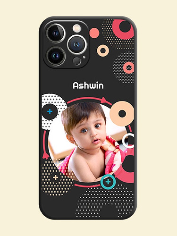 Multicoloured Round Image on Personalised Space Black Soft Matte Cases - iPhone 15 Pro Max