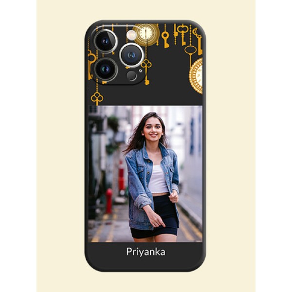 Decorative Design with Text on Space Black Custom Soft Matte Back Cover - iPhone 15 Pro Max Decorative Design with Text on Space Black Custom Soft Matte Back Cover - iPhone 15 Pro Max