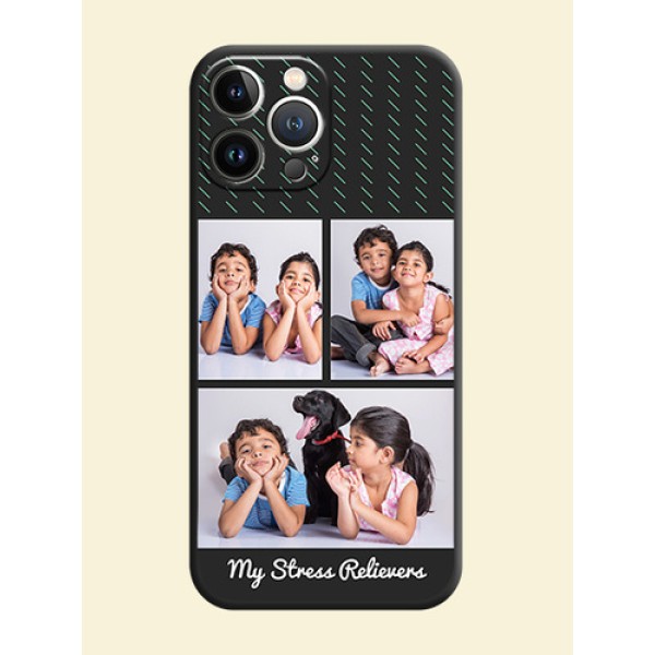 Cross Dotted Pattern with 2 Image Holder on Personalised Space Black Soft Matte Cases - iPhone 15 Pro Max Cross Dotted Pattern with 2 Image Holder on Personalised Space Black Soft Matte Cases - iPhone 15 Pro Max