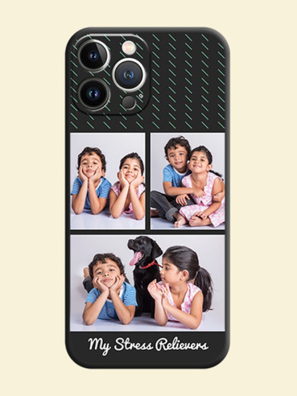 Cross Dotted Pattern with 2 Image Holder on Personalised Space Black Soft Matte Cases - iPhone 15 Pro Max