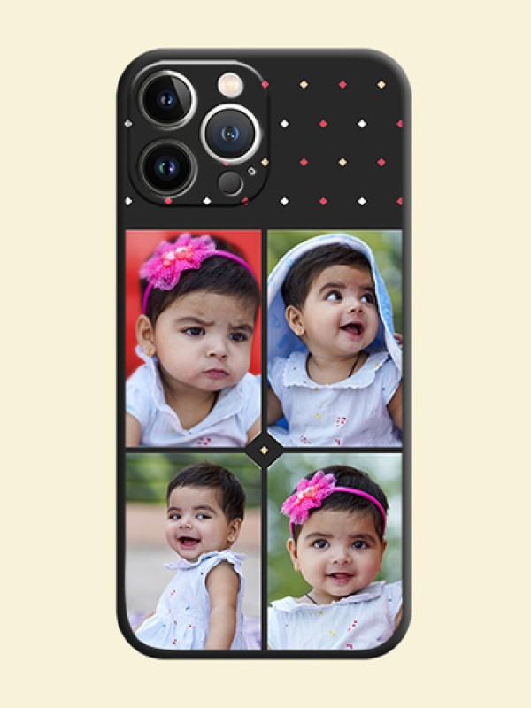 Multicolor Dotted Pattern with 4 Image Holder on Space Black Custom Soft Matte Phone Cases - iPhone 15 Pro Max