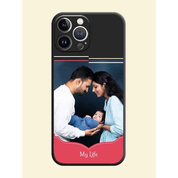 Classic Plain Design with Name - Photo on Space Black Soft Matte Phone Cover - iPhone 15 Pro Max