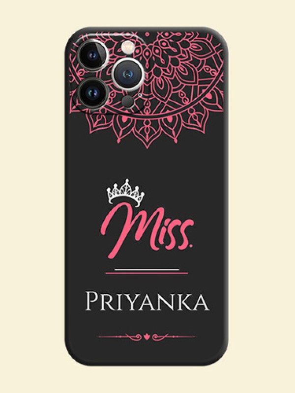 Mrs Name with Floral Design on Space Black Personalized Soft Matte Phone Covers - iPhone 15 Pro Max