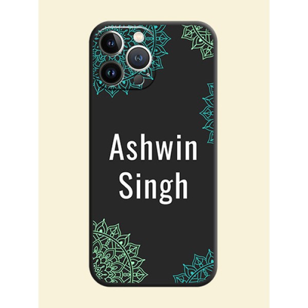 Your Name with Floral Design on Space Black Custom Soft Matte Back Cover - iPhone 15 Pro Max Your Name with Floral Design on Space Black Custom Soft Matte Back Cover - iPhone 15 Pro Max