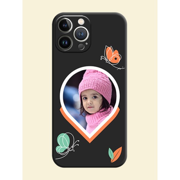 Upload Pic With Simple Butterly Design On Space Black Personalized Soft Matte Phone Covers - iPhone 15 Pro Max Upload Pic With Simple Butterly Design On Space Black Personalized Soft Matte Phone Covers - iPhone 15 Pro Max
