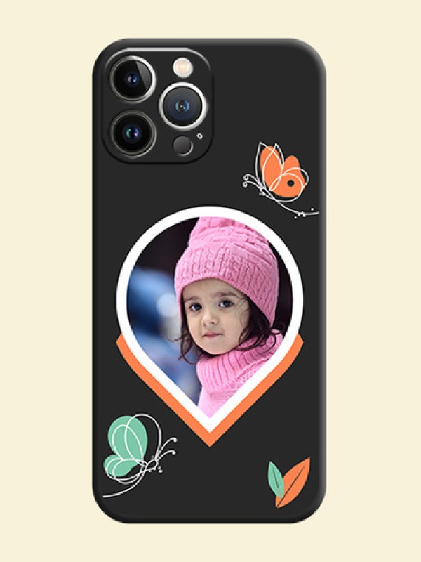 Upload Pic With Simple Butterly Design On Space Black Personalized Soft Matte Phone Covers - iPhone 15 Pro Max