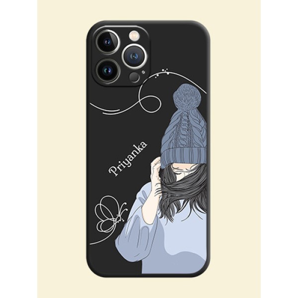 Girl With Blue Winter Outfiit Custom Text Design On Space Black Personalized Soft Matte Phone Covers - iPhone 15 Pro Max Girl With Blue Winter Outfiit Custom Text Design On Space Black Personalized Soft Matte Phone Covers - iPhone 15 Pro Max