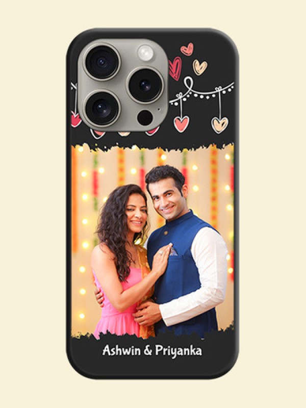 Pink Love Hangings with Name on Space Black Custom Soft Matte Phone Cases - iPhone 15 Pro