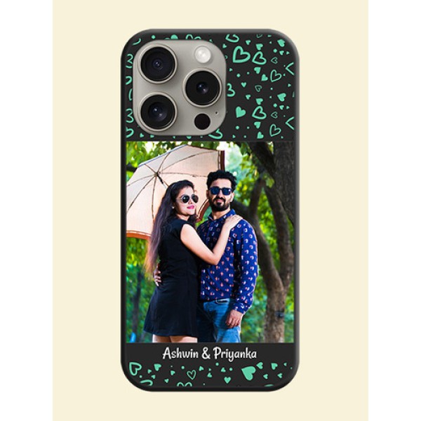 Sea Green Indefinite Love Pattern - Photo on Space Black Soft Matte Mobile Cover - iPhone 15 Pro Sea Green Indefinite Love Pattern - Photo on Space Black Soft Matte Mobile Cover - iPhone 15 Pro